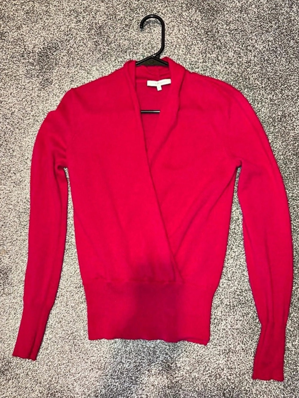 Sofia Cashmere Modern Faux Wrap Wool & Cashmere-Blend Sweater Pink Medium
